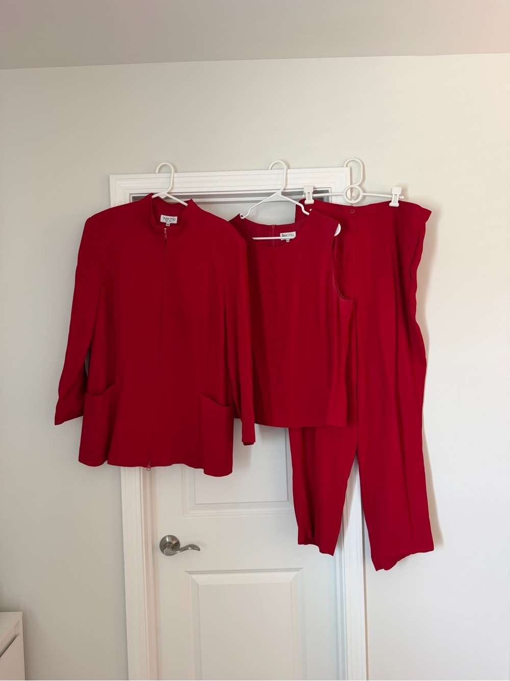 Women's Red Three-Piece Pantsuit Set by Tamotsu New York